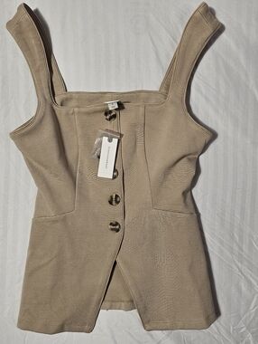 NWT Maeve By Anthropologie Soft Camel Sleeveless Button Blouse